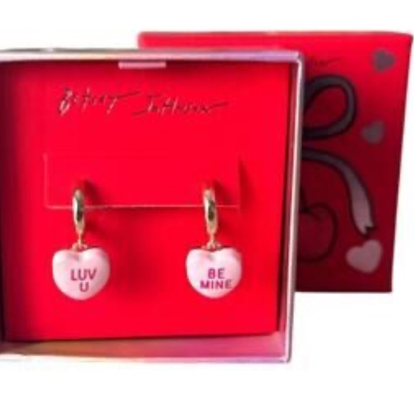 Betsey Johnson Heart-Shaped Love you/ Be Mine Earrings - Picture 3 of 5